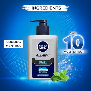 Nivea Men Face Wash, Oil Control For 12Hr Oil Control With 10X Vitamin C Effect, 150 ml